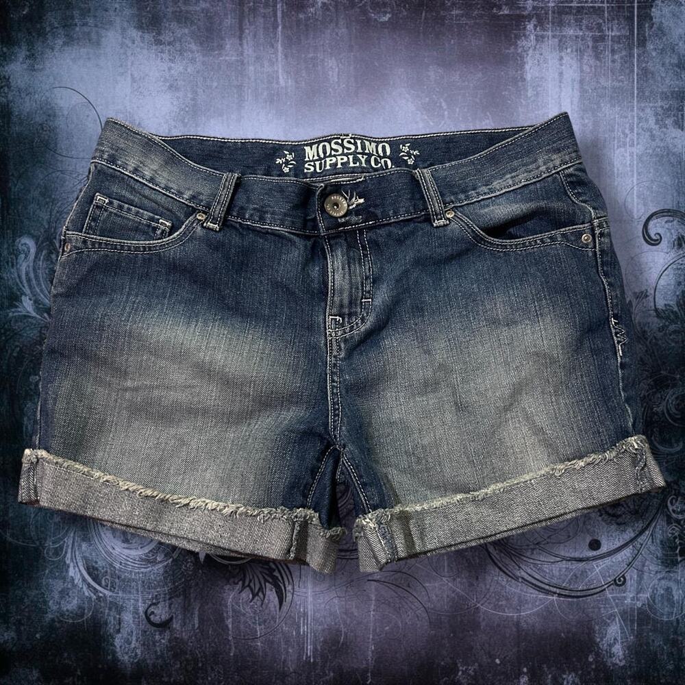 faded dark wash vintage mossimo supply co. denim shorts